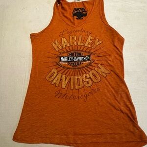 Harley Davidson Tank Top Orange Womens Size Small  Logo Motorcycles